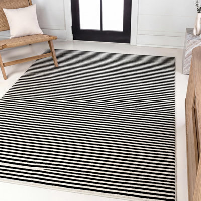Tapis rayé noir / blanc Aarhus