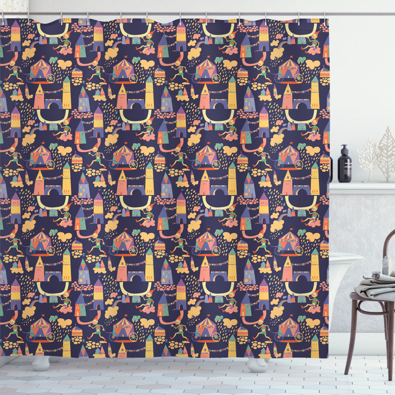 Latitude Run® Cartoon Shower Curtain Circus Style, 75''H x 69''W