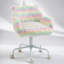 Chaise de bureau Fluffy Unicorn avec dossier moyen et accoudoirs, base pivotante blanche à 5 branches