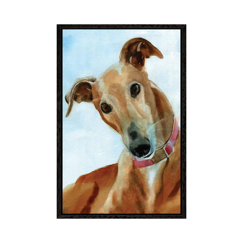 Greyhound Portrait by Rachel Parker - Painting on Canvas, 66.04 cm H x 45.72 cm W, Black Framed