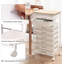 Chariot de rangement roulant avec 8 tiroirs, organisateur mobile avec plateau en bois pour l'organisation de cosmétiques de bureau, de salle de classe, de dortoir, de salle de bain et de maquillage-146020354