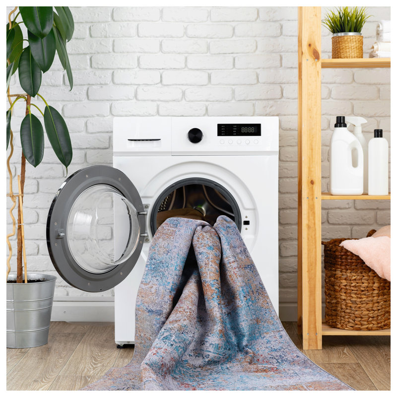 MAVAL Yellow Machine Washable Area Rug, 3' x 5', Chenille Filled Polyester, Rectangle 3" x 5'
