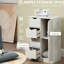 Armoire autoportante à grain de bois blanc pour salle de bain, 4 tiroirs et porte, structure, sangle de basculement, capacité de rangement de 88 lb avec porte pour salle de bain, style, panneau de particules, sécurité, moderne