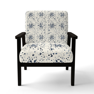 Abstract Accent Chair - blue and cream boho mandala Beige Arm Chair