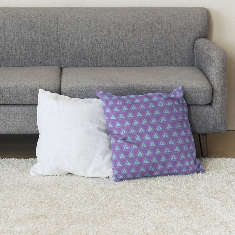 Coussin décoratif à motif d’arbre minimaliste classic Barbra, Bourre en polyester, 36 po x 36 po, Mauve / bleu sarcelle