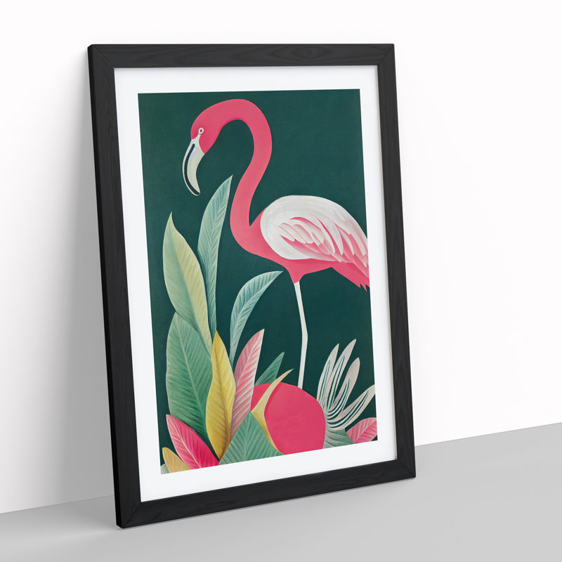 Pretty Flamingo - Single Picture Frame Print, Black Framed, 34cm H x 25cm W x 2cm D