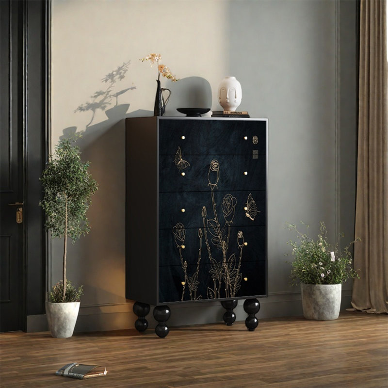 Walnut Wood Storage Cabinet with Spacious Top