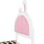 Lit plateforme tapissier simple avec tête de lit charmante en forme de lapin - matériaux blanc / rose