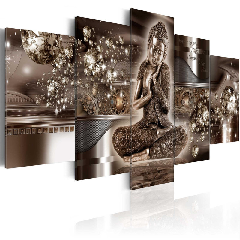 intérieur harmonie - ensemble de 5 impressions sur toile tendue, H 40 po x l 80 po x P 1 po