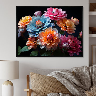 " Zinnias Illuminated By Moonlight "