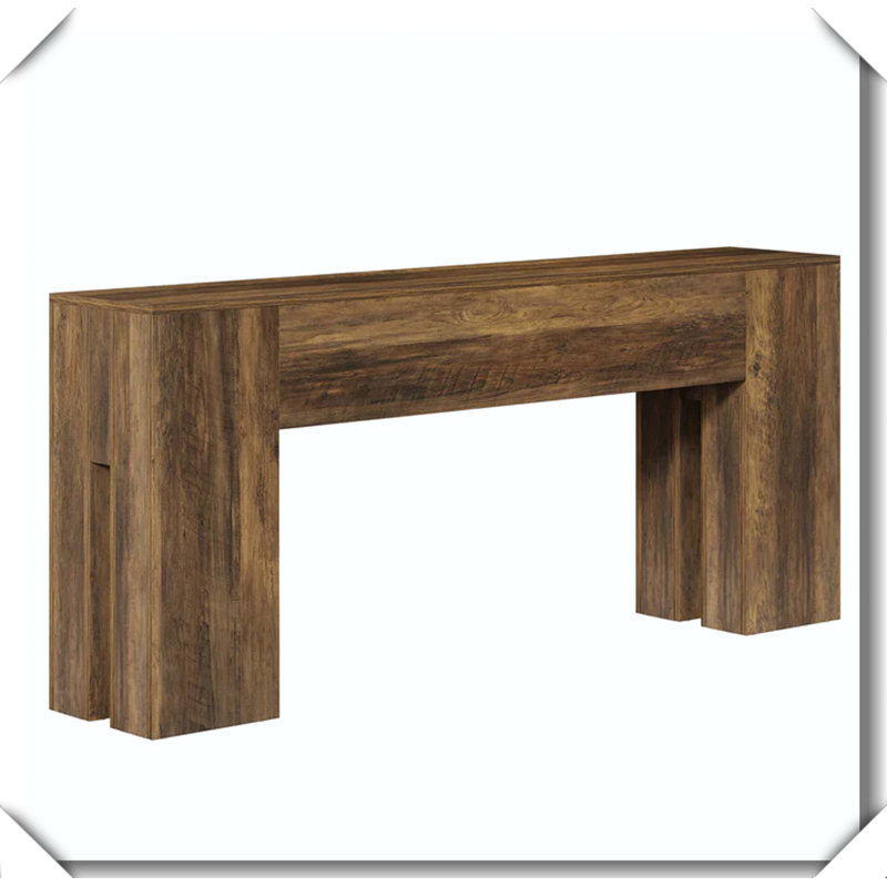 Table rustique en bois rustique robuste à grain vieilli, Brun rustique