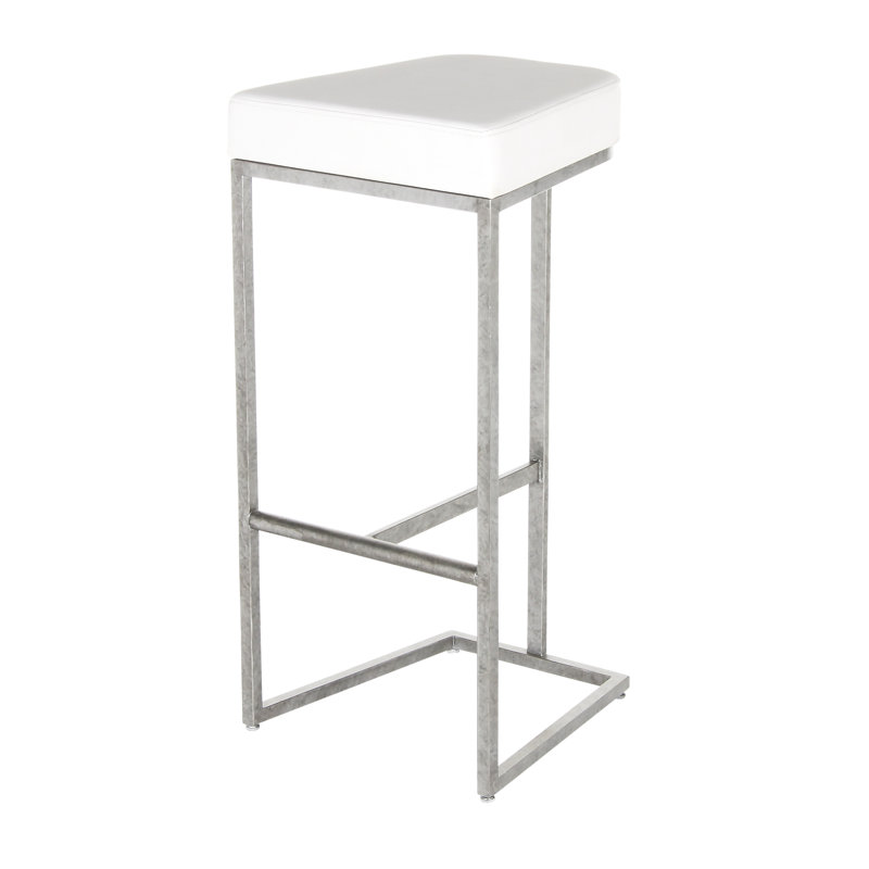 Patti's Stool, Bar Stool (30'' Seat Height), Royal Silver, White
