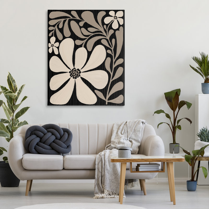 Crème, motifs floraux modernes, design par Cat Thurman Designs, H 48 po x l 36 po