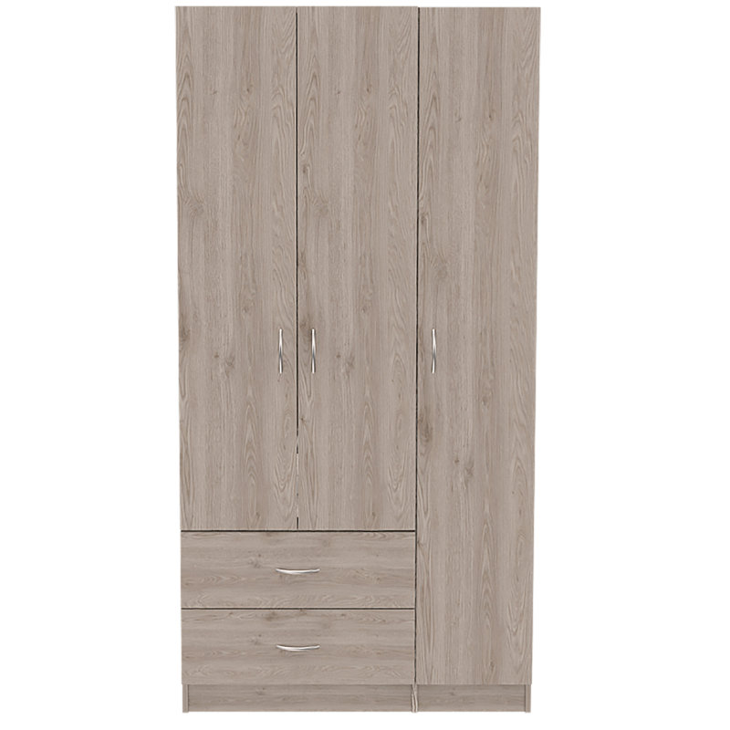 Armoire 2 tiroirs 3 portes, Gris clair