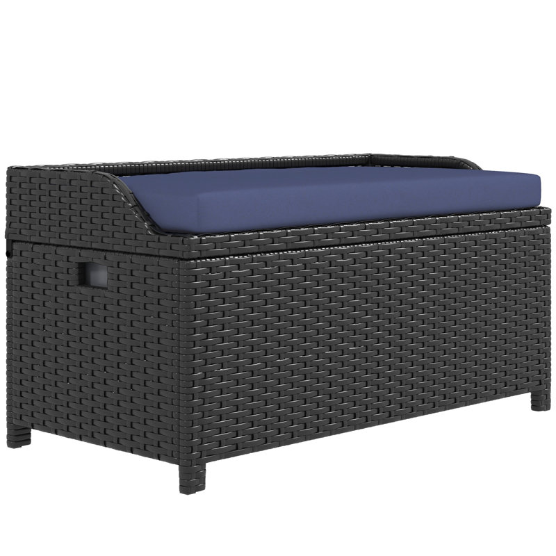New Classic 40.25'' W 27 Gallons Water Resistant Wicker Storage Bench in Blue