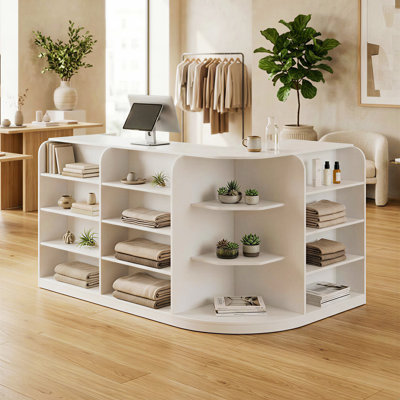 L-Shaped Reception Desk With Opening Shelves