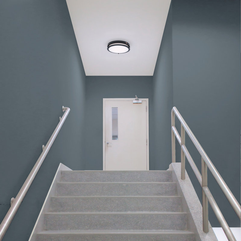 Glamour 13 Inch LED Flush Mount Emergency Battery CCT Selectable, Black