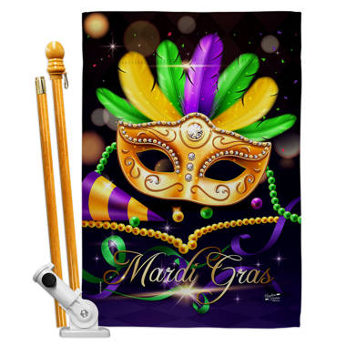 Mardi Gras Feathers and Masks Outdoor House Flag 40 x 28