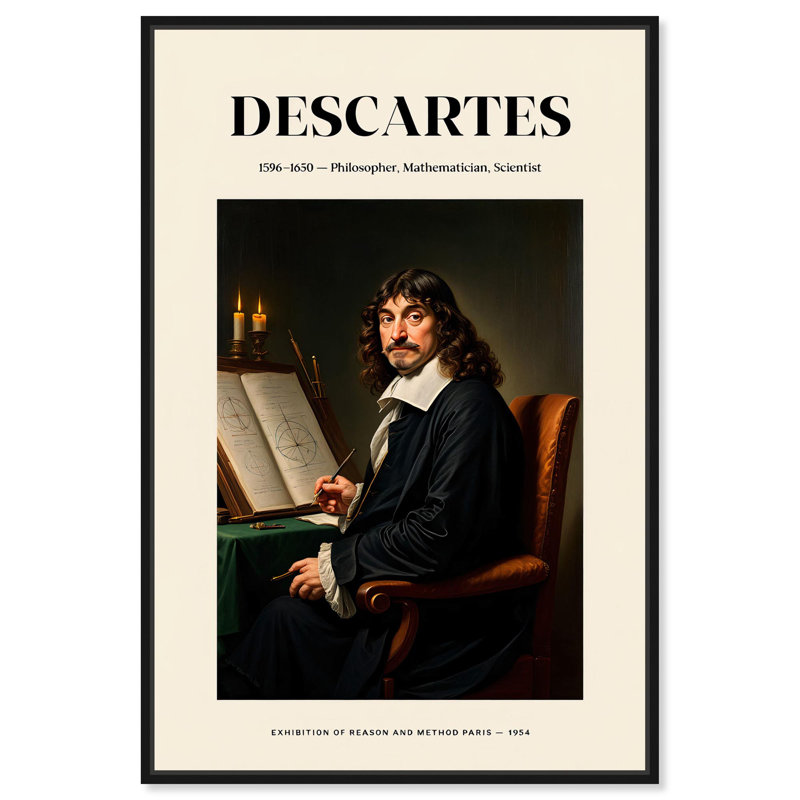 Affiches «penseur cartésien» par Art Remedy, H 16 po x l 11 po, Cadre noir