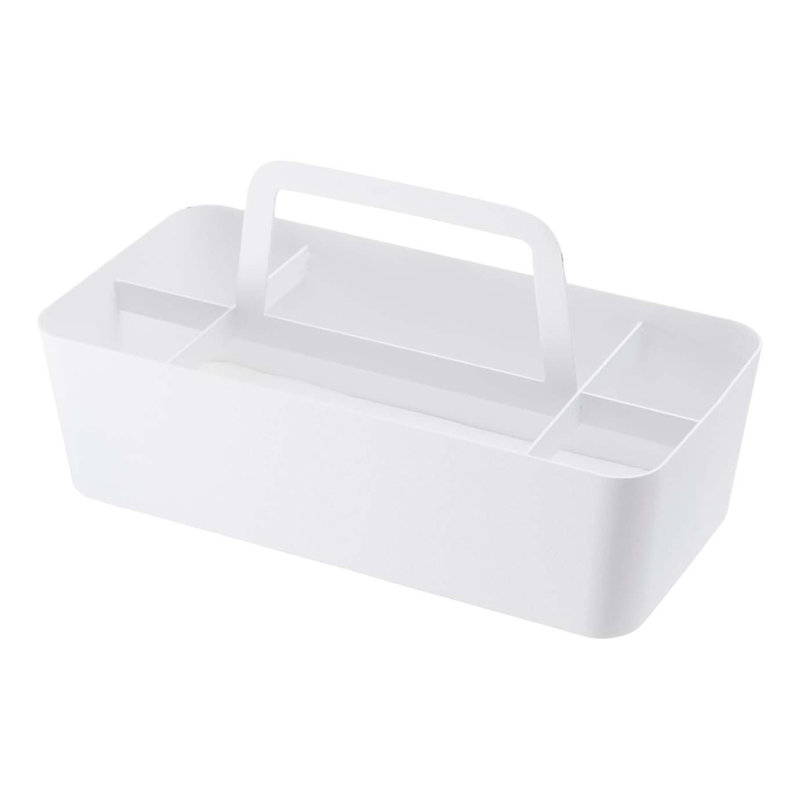 White Steel Large Tool Storage Caddy with Handle