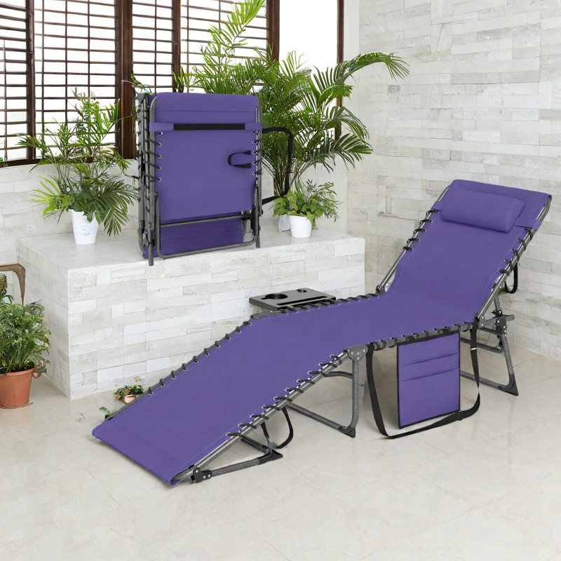 Adjustable Steel Patio Chaise Lounge, Foldable And Portable For Modern Outdoor Relaxation