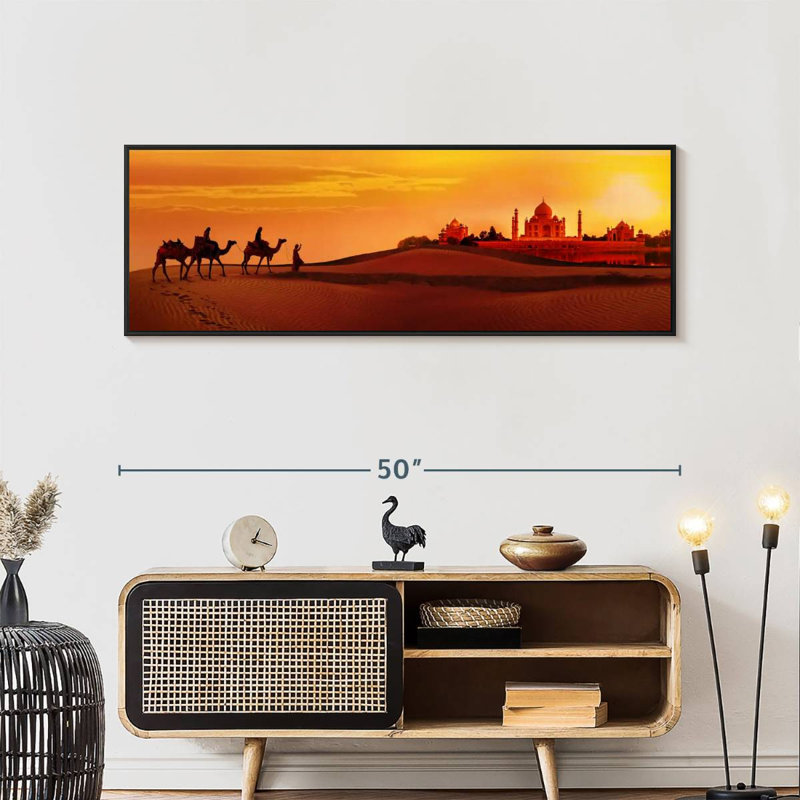 Taj Mahal gens du voyage, Cadre flottant noir, 49 po x 17 po