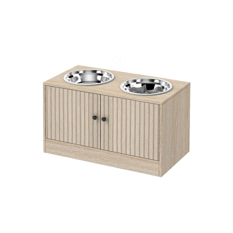 Bols surélevés pour chien avec armoire de rangement