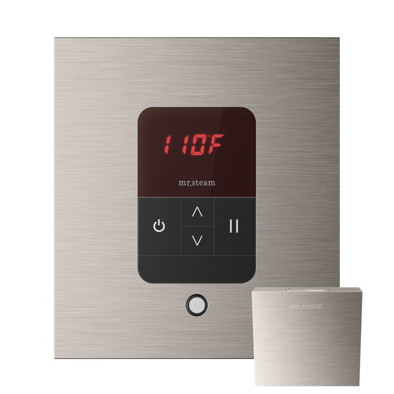 Basic Butler Steam Shower Control Package with Square iTempo Control and Steamhead, Brushed Nickel