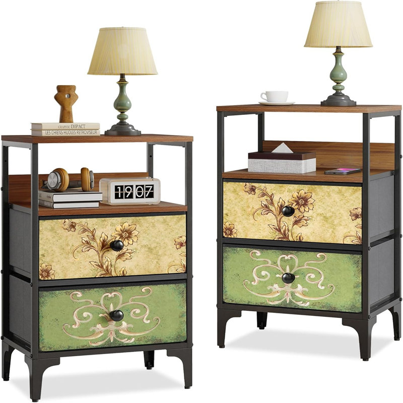 41.9cm W Metal Bedside Table