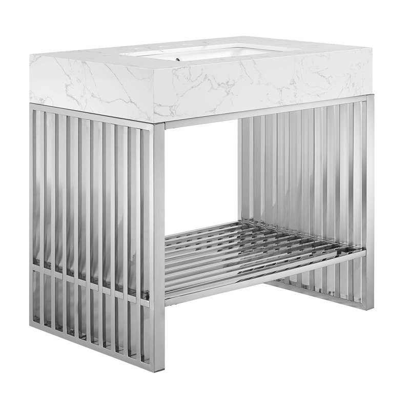 Modway Gridiron 36" Bathroom Vanity, Silver