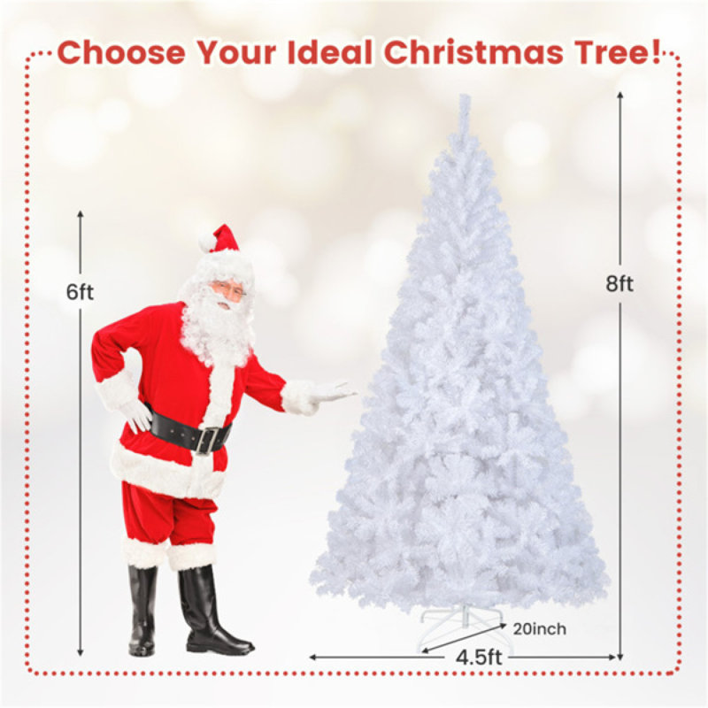 6 Feet White Artificial Christmas Tree For Home Decor, 8' H