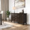 Buffet transitionnel en bois massif à 3 portes avec tiroirs et tablettes réglables Bedford