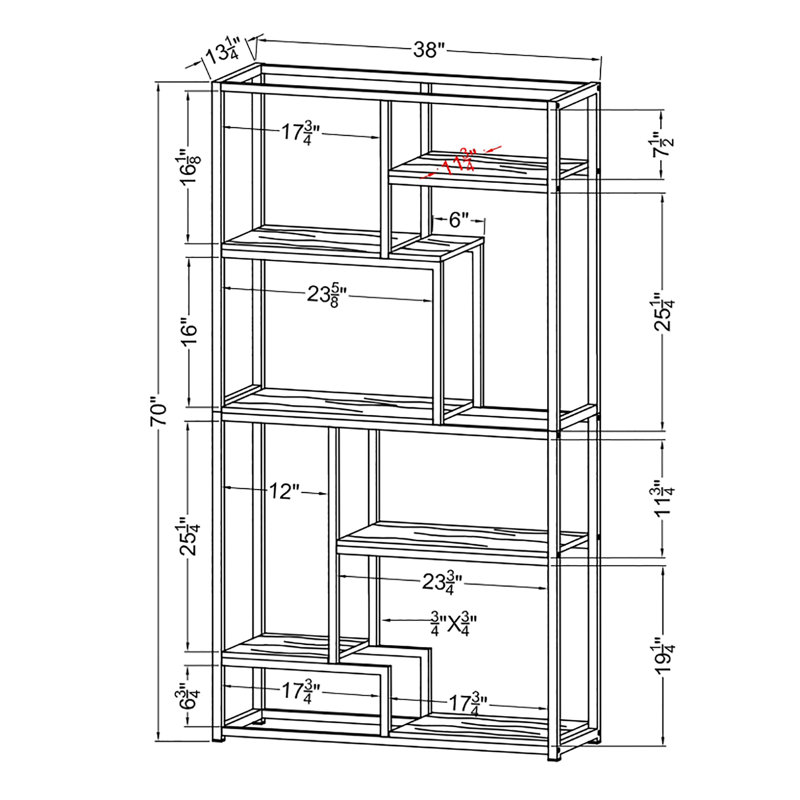 Caithlin 70"H x 38"W Metal Open Etagere Bookcase, Chrome
