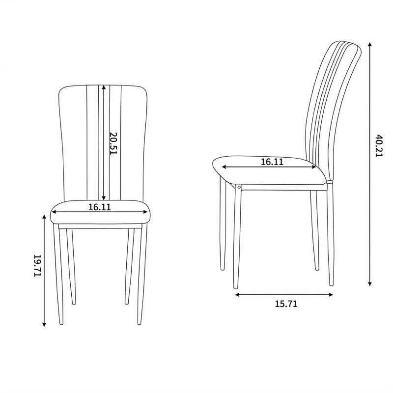 Ensemble de 4 chaises de salle à manger décontractées et ergonomiques rembourrées pour les repas quotidiens en famille, Gray