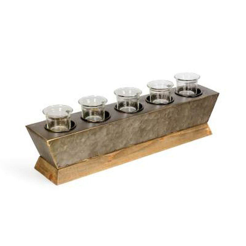 3.94'' H Wood Tabletop Candelabra