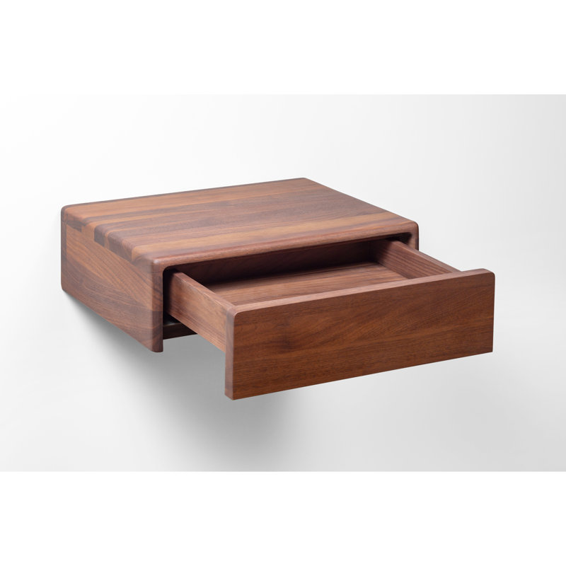 Table de chevet en bois Frank - Noyer, finition laquée mat