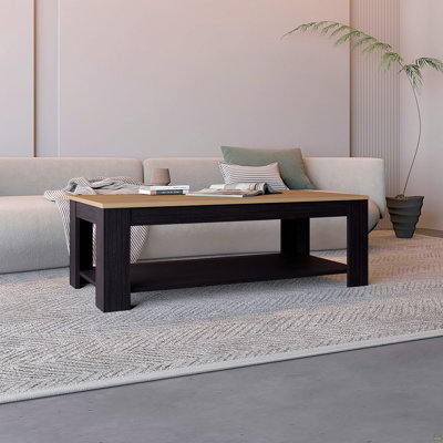 Coffee Table With Open Storage Shelf For Decor, Modern Design