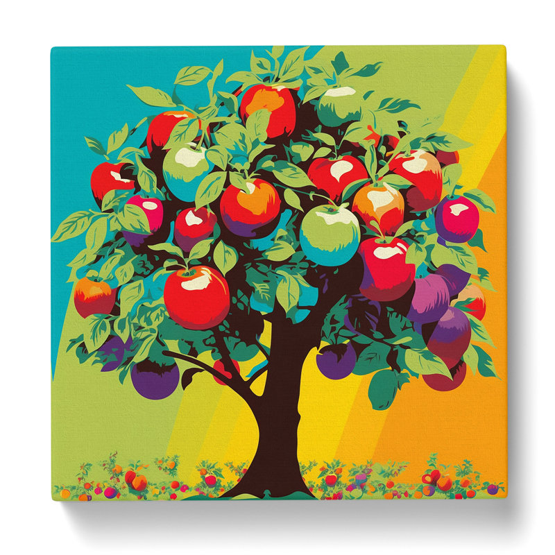 Apple Tree Pop Art - Wrapped Canvas - Framed Print, 35cm H x 35cm W x 3cm D