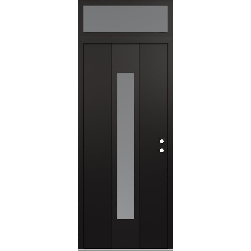 Porte d'entrée avant à panneau en acier noir Diamond, Givré, Noir / blanc