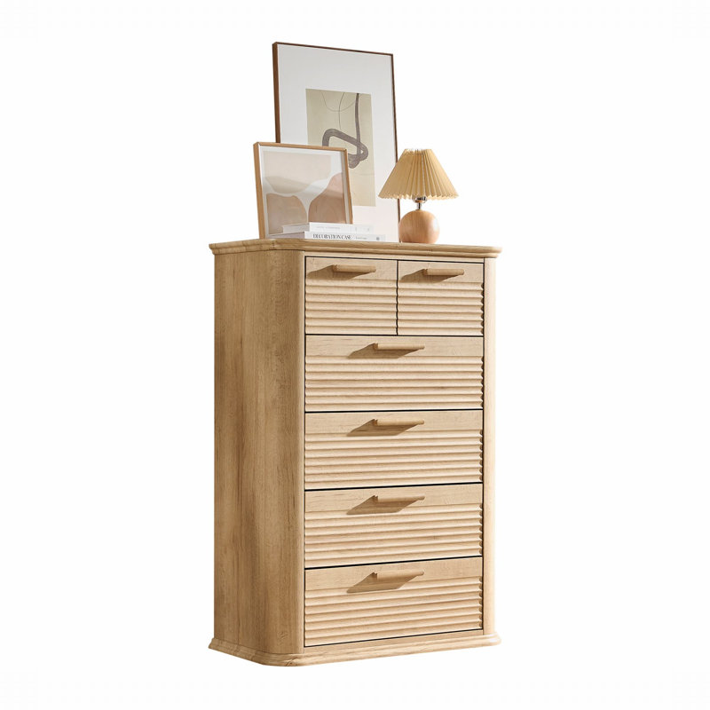 Commode 6 tiroirs Marizela, Chêne