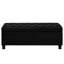 Banc à boutons noir. Fabrication en bois. Rangez les oreillers et les couvertures. Sièges confortables. 45 po x 18 po x H 18 po. Outils d'assemblage pour hall d'entrée rembourré avec détails. Similicuir noir, pieds en bois. Pour