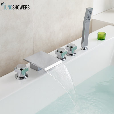 Juno Square Triple Handle Roman Tub Faucet