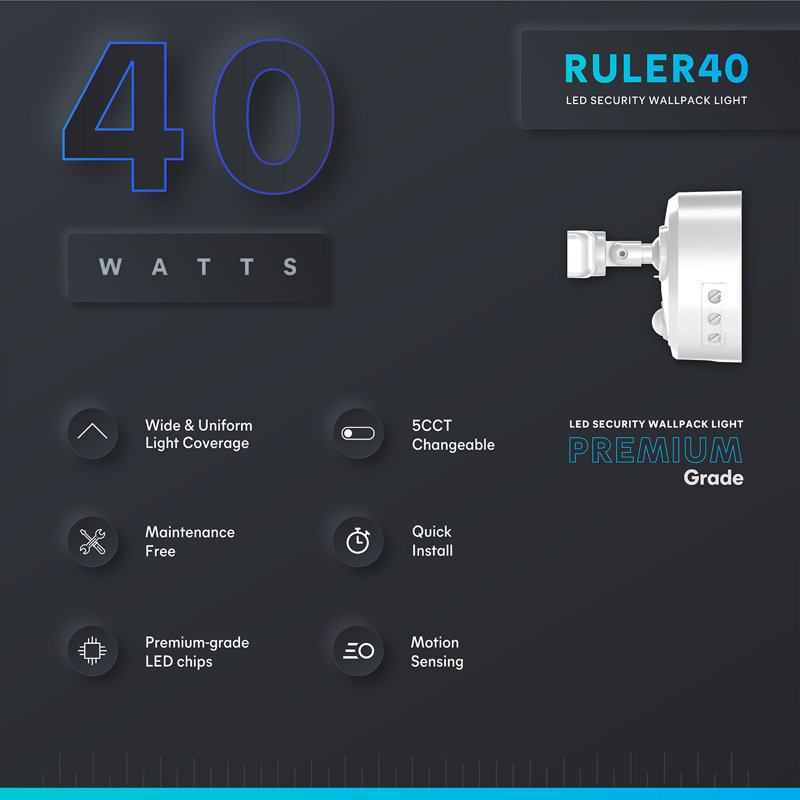 LED Thin Flood Light - 4000 Lumen - 5 CCT Selectable 2700K-5000K, White