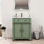 Meuble-lavabo de 28 po avec base à colonne romaine, rangement de qualité P2, lavabo Mid-Century facile à nettoyer, poignées en métal, lavabo profond pour garder le comptoir au sec