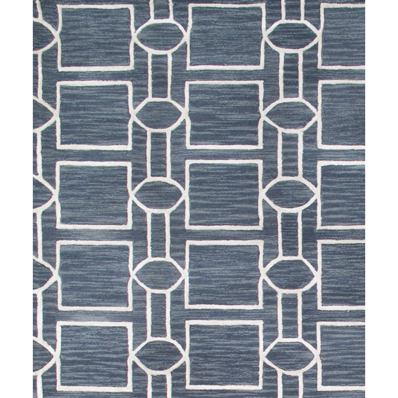 Freedia Geometric Area Rug in Navy/Ivory