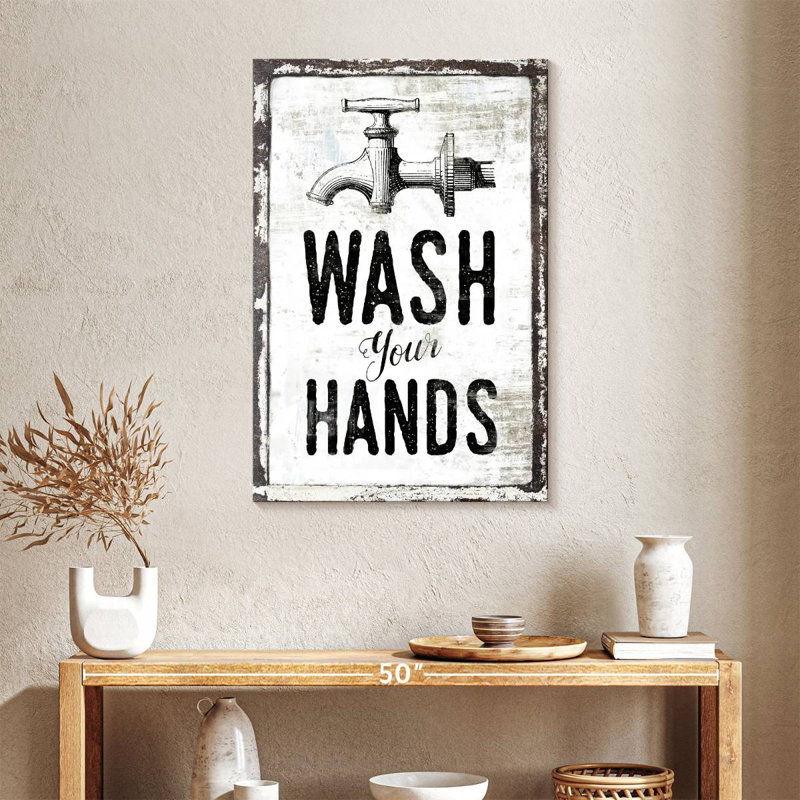 «Wash Your Hands», impression sur toile, H 36 po x l 24 po x P 1,25 po
