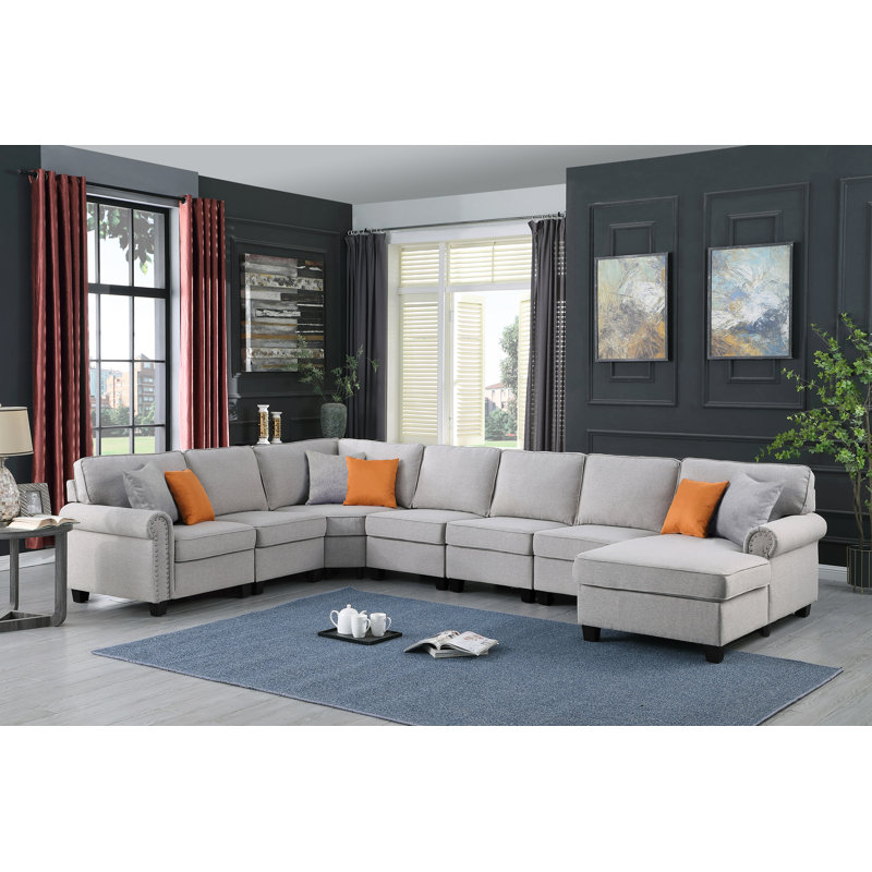 Canapé modulaire Margrettra, Mélange de polyester - gris clair