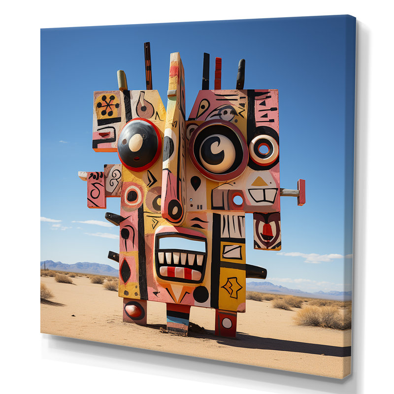 Statue psychédélique mexicain IV - fruits, art mural, Toile tendue, H 16 po x l 16 po x P 1 po