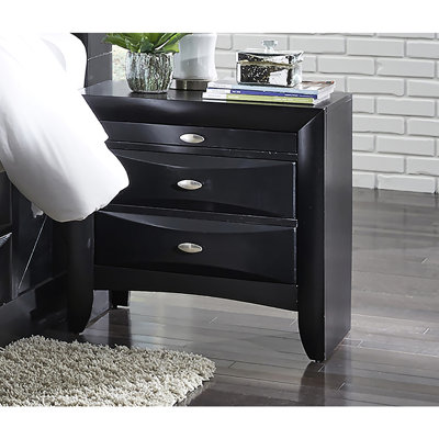 Table de chevet carrée noire à 3 tiroirs carrée en noyer d'hévéa brun avec joints, tiroirs spacieux et chambrés pour meubles de chambre à coucher Brun, bois d'hévéa, tiroir, carré, moderne, table de chevet, propre