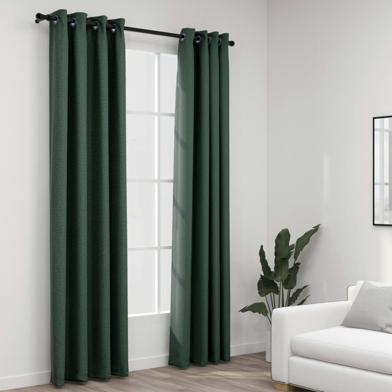 Chaarvi Blackout Curtain Pair, Green, 140cm Width x 225cm Drop